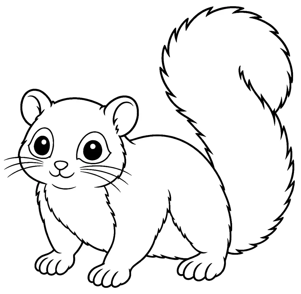 Coloriage de Loir gris : dessin au trait noir à colorier