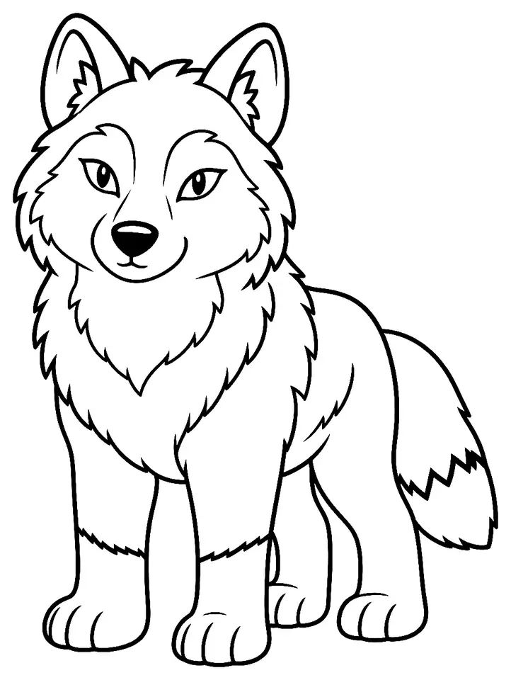 Coloriage de Loup gris : dessin au trait noir à colorier