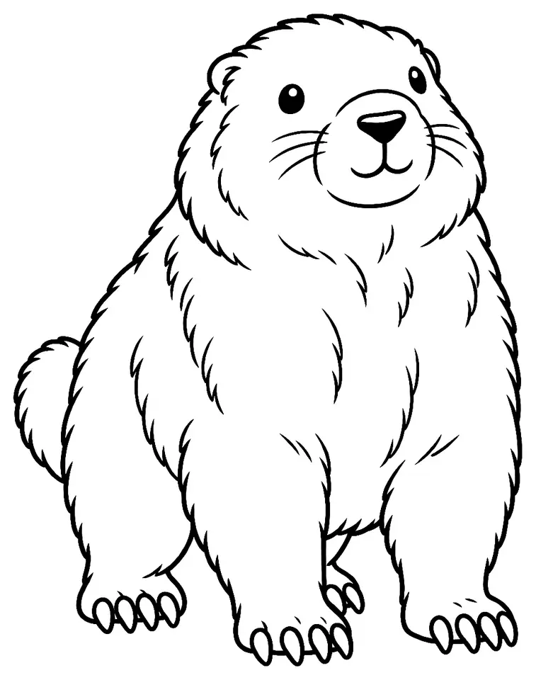 Coloriage de Marmotte des Alpes : dessin au trait noir à colorier