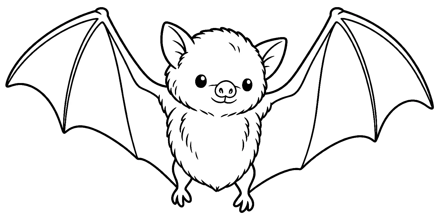 Coloriage de Minioptère de Schreibers : dessin au trait noir à colorier