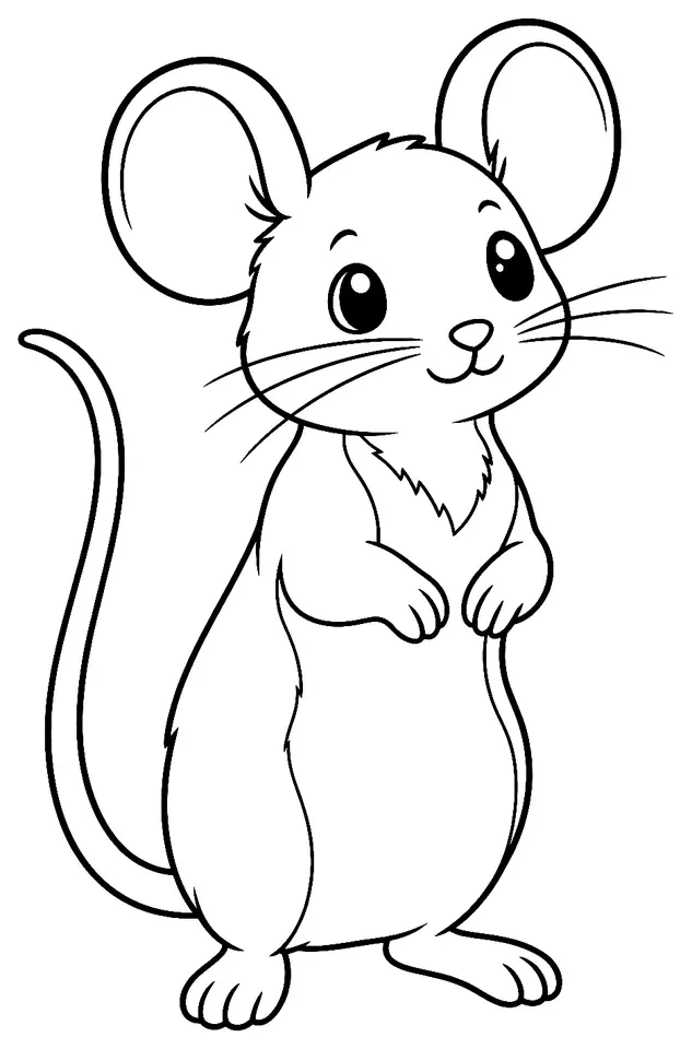 Coloriage de Mulot sylvestre : dessin au trait noir à colorier