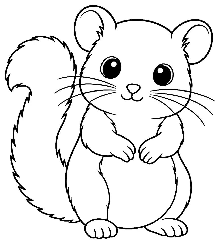 Coloriage de Muscardin : dessin au trait noir à colorier