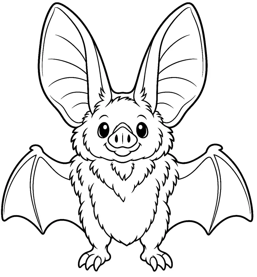 Coloriage de Oreillard roux : dessin au trait noir à colorier