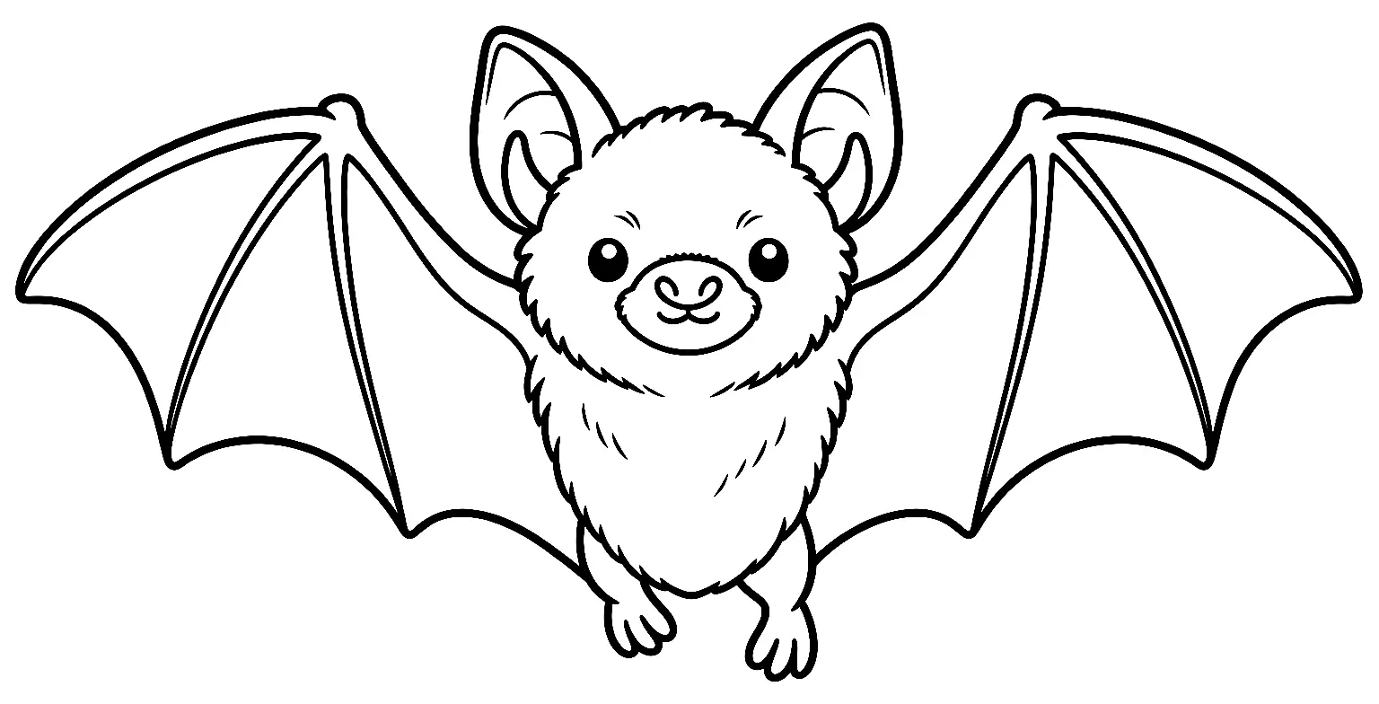 Coloriage de Pipistrelle commune : dessin au trait noir à colorier