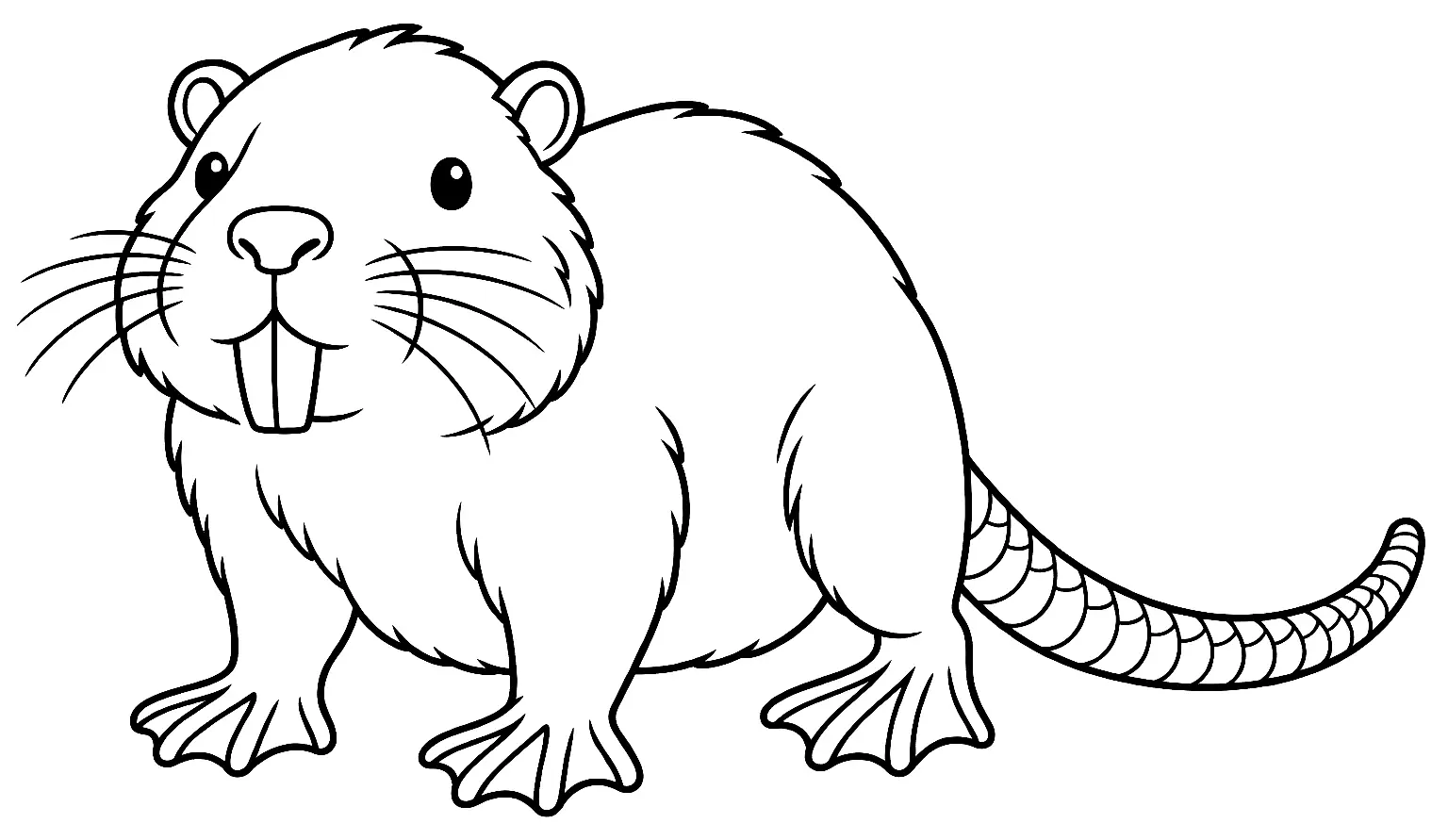 Coloriage de Ragondin : dessin au trait noir à colorier