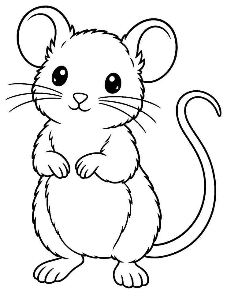Coloriage de Rat des moissons : dessin au trait noir à colorier