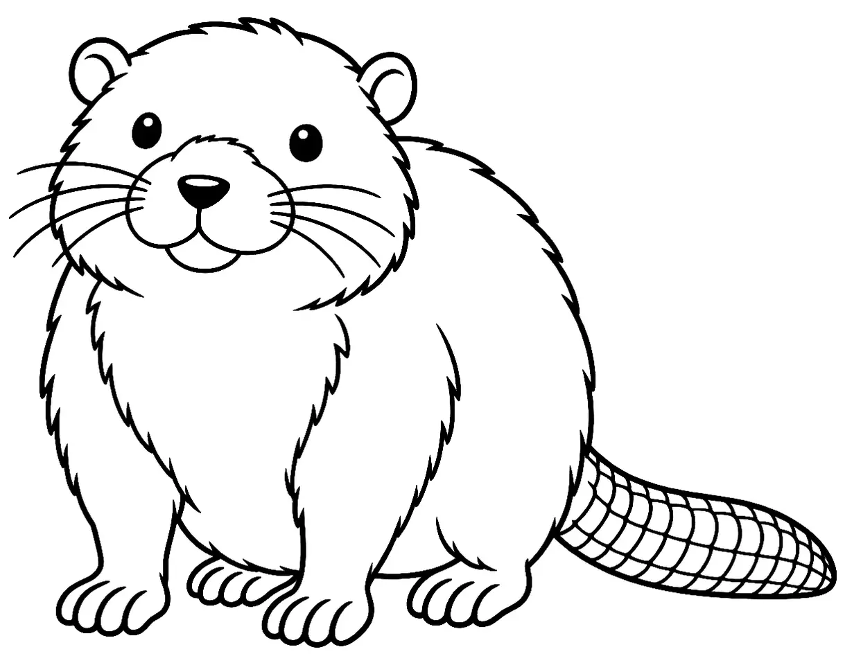 Coloriage de Rat musqué : dessin au trait noir à colorier