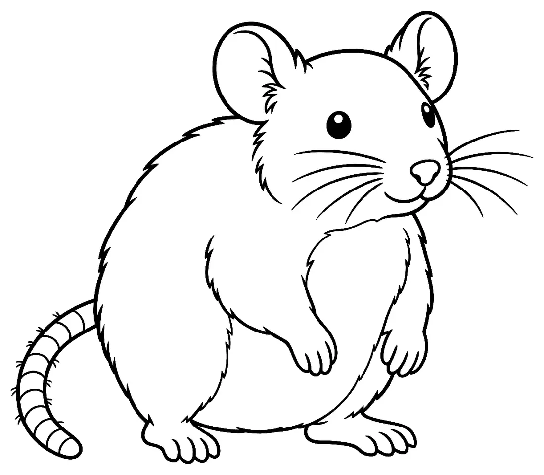 Coloriage de Rat surmulot : dessin au trait noir à colorier