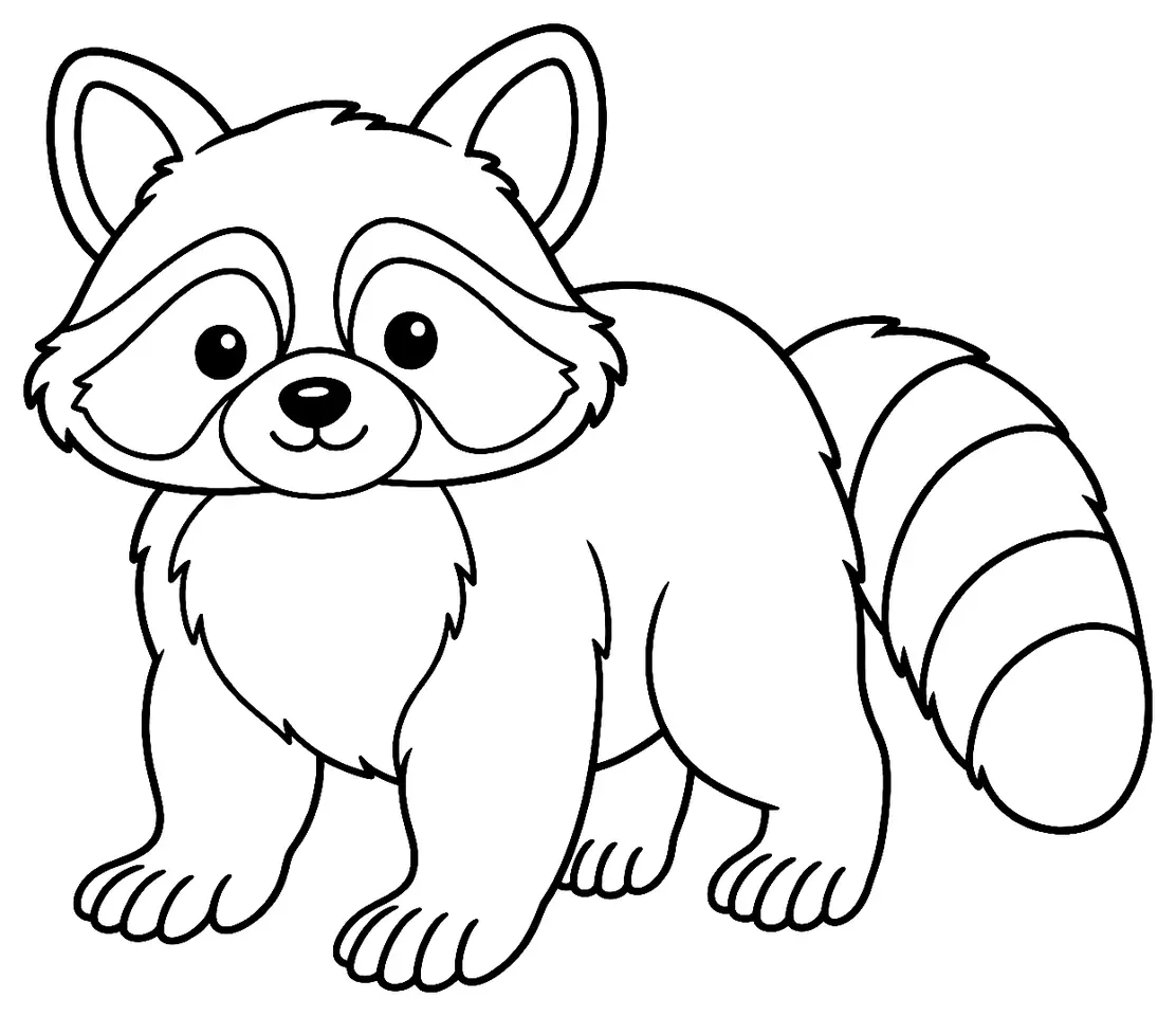 Coloriage de Raton laveur : dessin au trait noir à colorier
