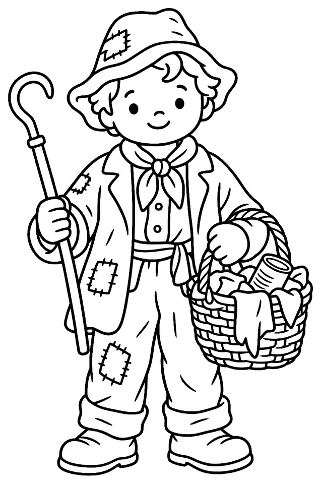 Coloriage de Chiffonnier : dessin au trait noir à colorier
