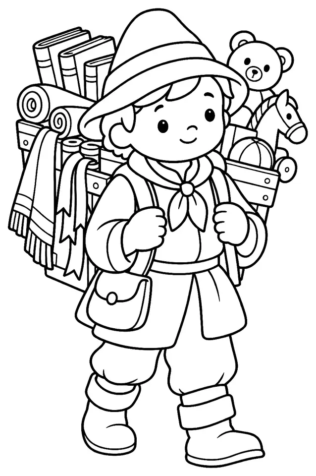 Coloriage de Colporteur : dessin au trait noir à colorier