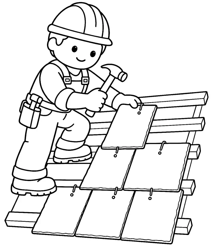 Coloriage de Couvreur : dessin au trait noir à colorier