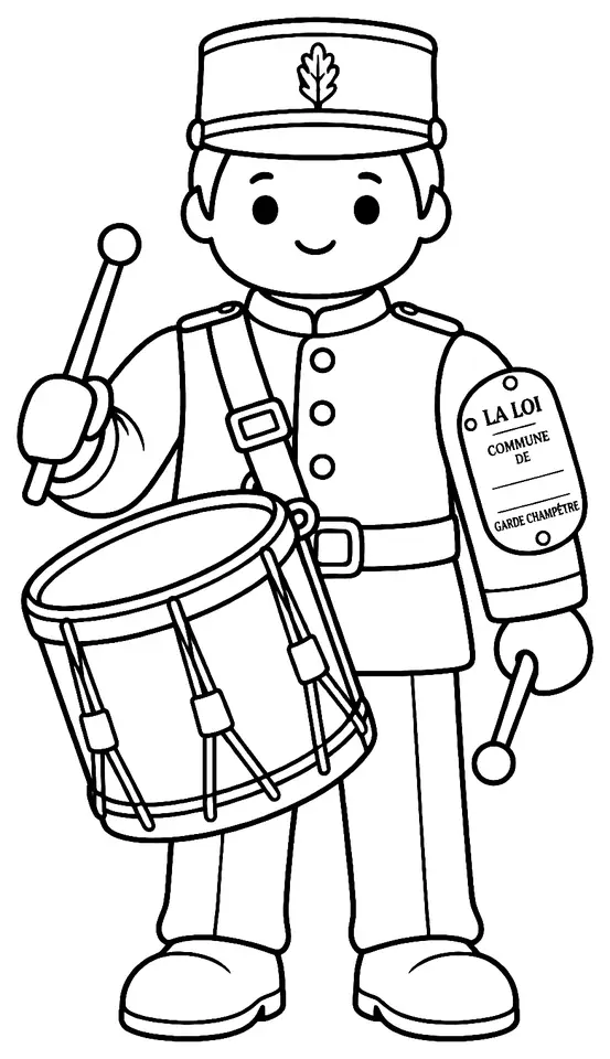 Coloriage de Garde champêtre : dessin au trait noir à colorier