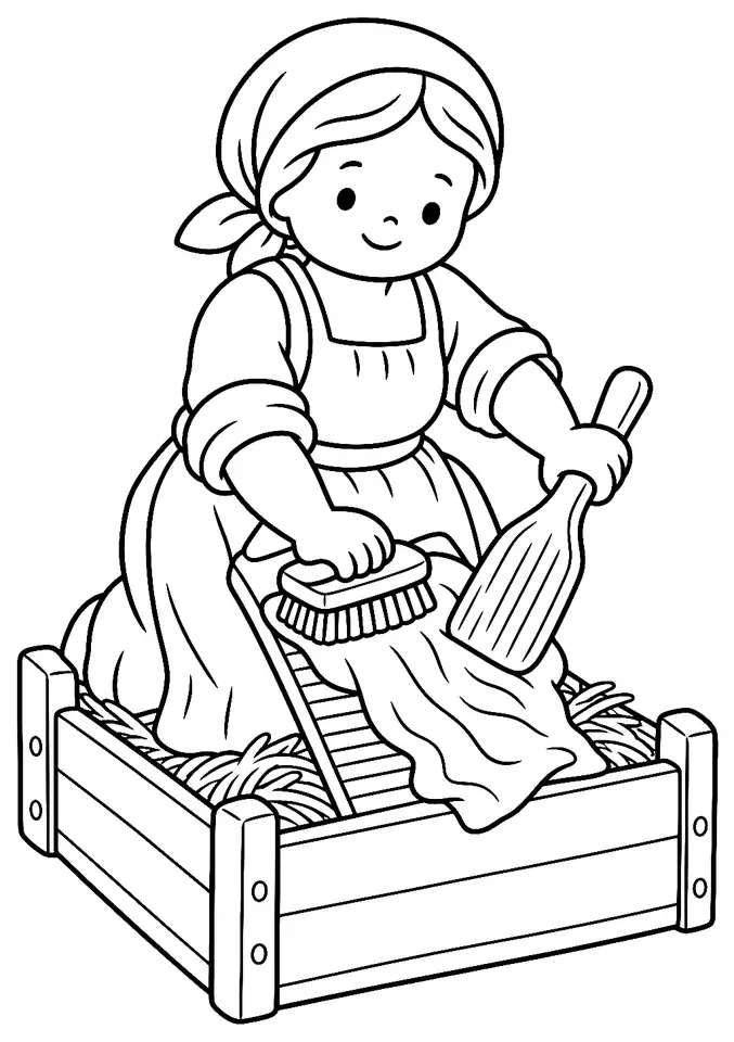 Coloriage de Lavandière : dessin au trait noir à colorier