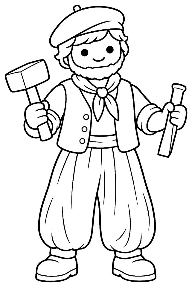 Coloriage de Tailleur de pierre : dessin au trait noir à colorier