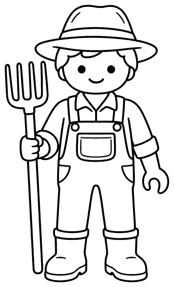 Coloriage de Agriculteur : dessin au trait noir à colorier