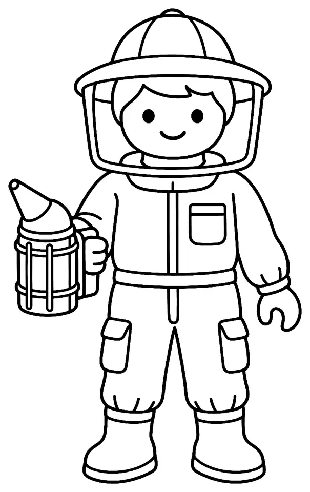 Coloriage de Apiculteur : dessin au trait noir à colorier