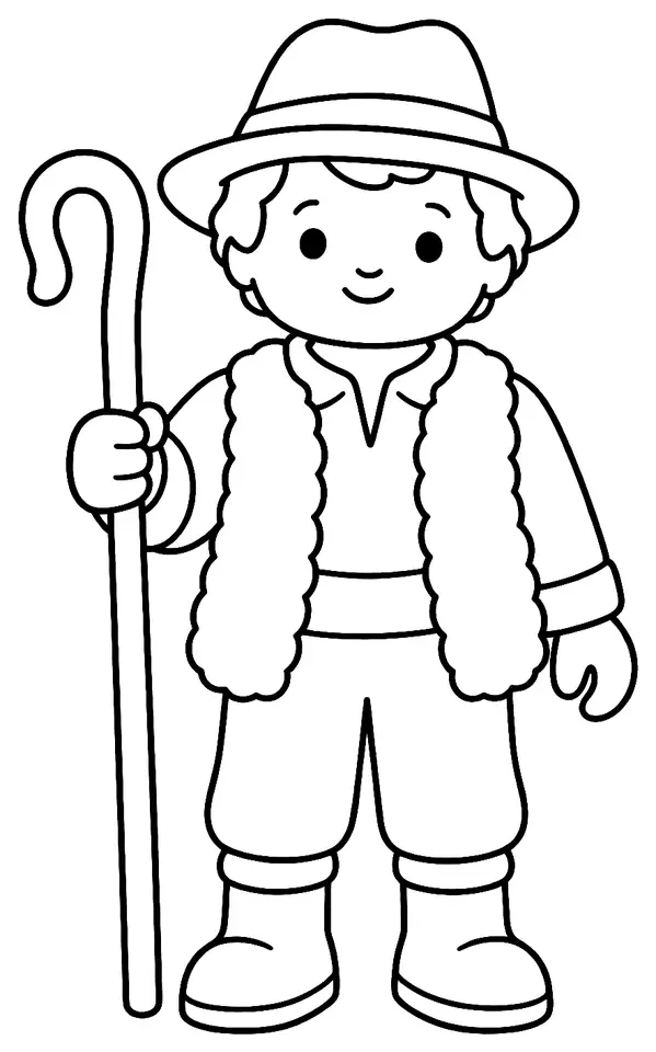 Coloriage de Berger : dessin au trait noir à colorier