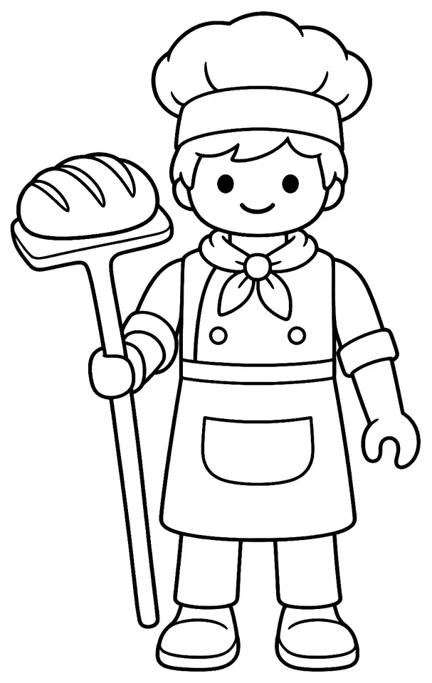 Coloriage de Boulanger : dessin au trait noir à colorier