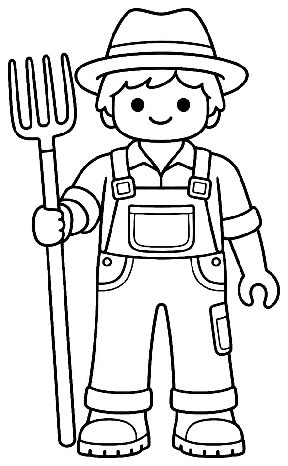Coloriage de Conducteur d’engins agricoles : dessin au trait noir à colorier