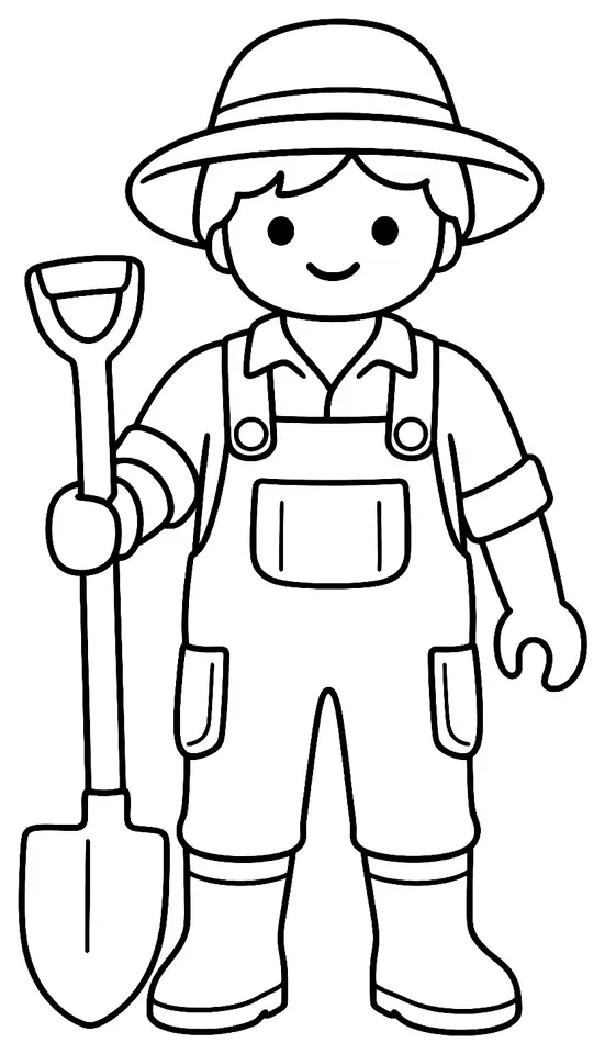 Coloriage de Horticulteur : dessin au trait noir à colorier