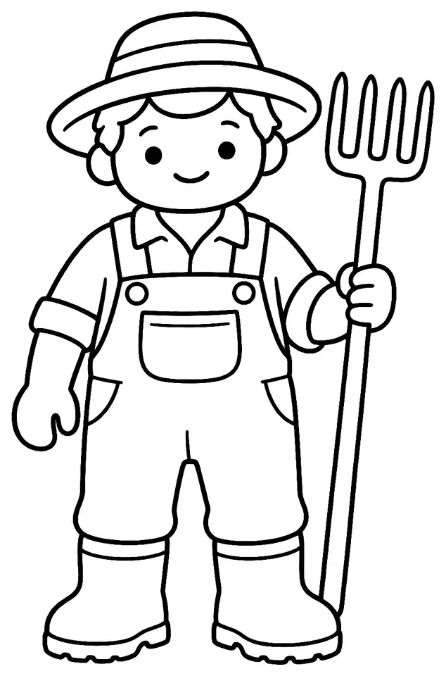 Coloriage de Maraîcher : dessin au trait noir à colorier