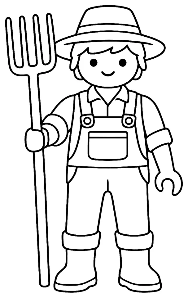 Coloriage de Paysagiste : dessin au trait noir à colorier