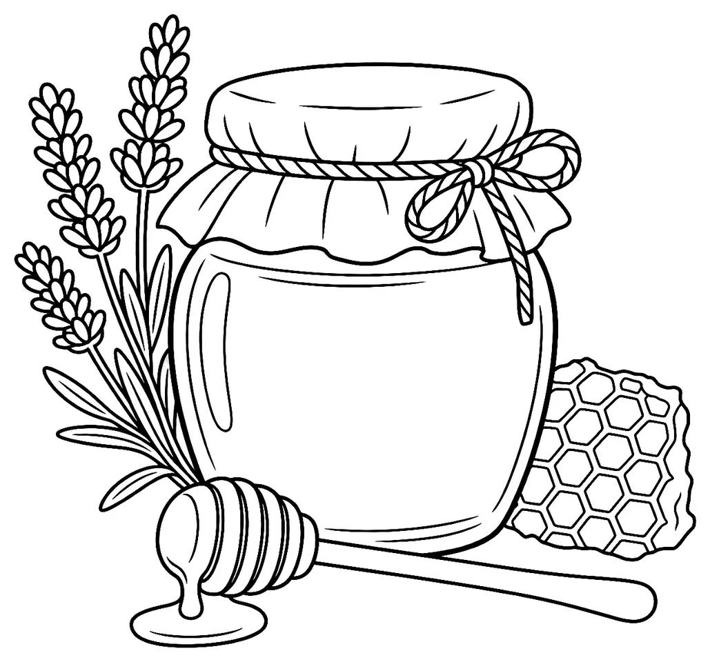 Coloriage de Miel de Provence : dessin au trait noir à colorier
