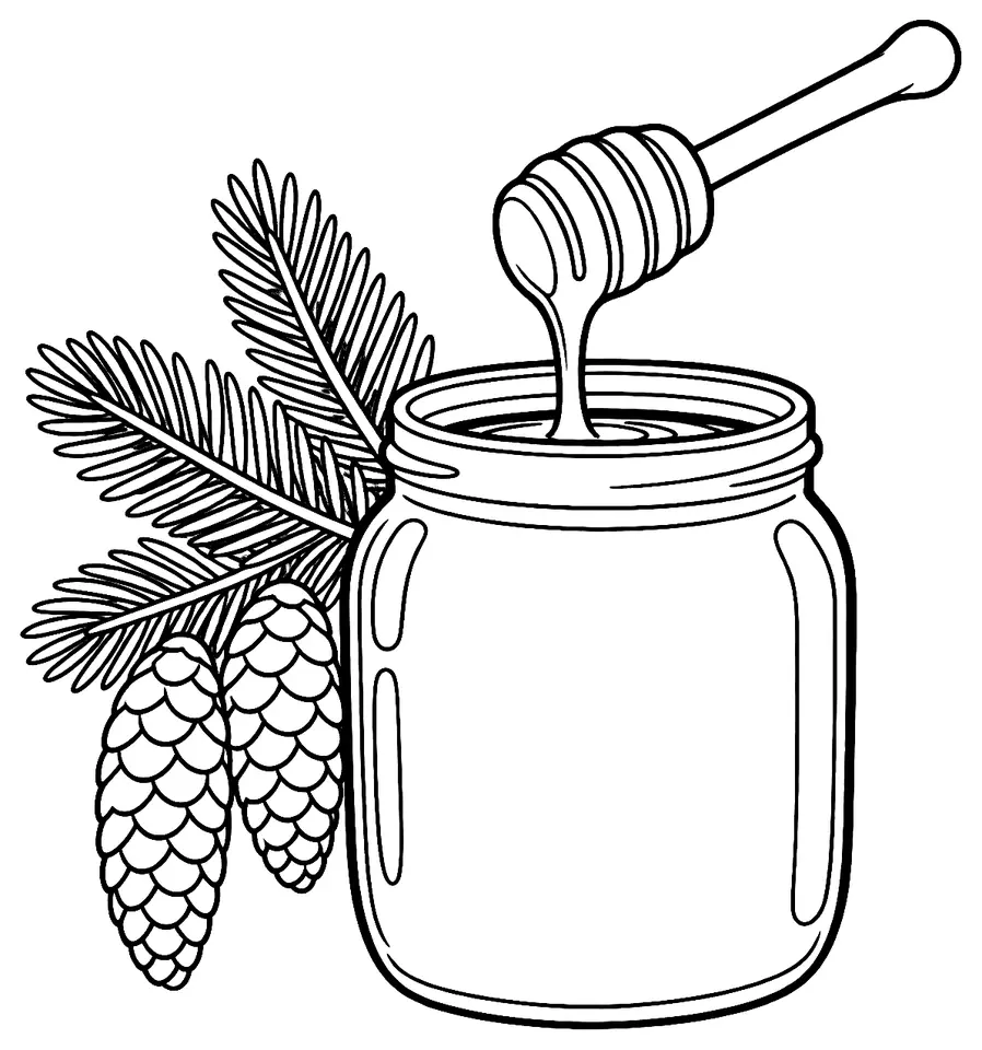 Coloriage de Miel de sapin des Vosges : dessin au trait noir à colorier