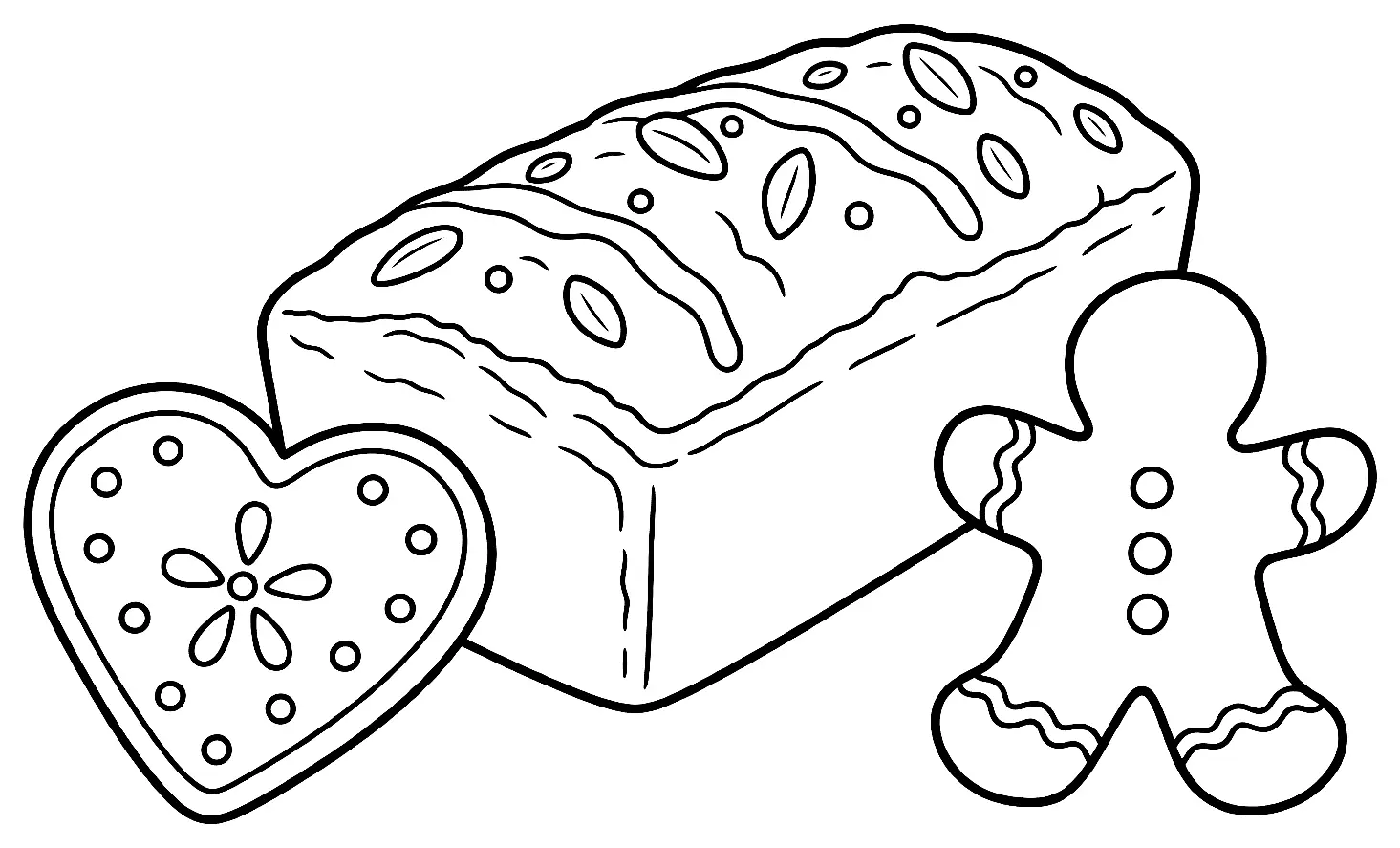 Coloriage de Pain d’épices : dessin au trait noir à colorier