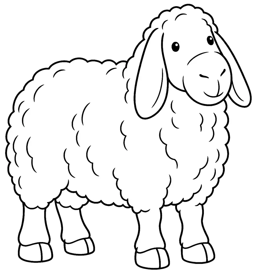 Coloriage de Braunes Bergschaf : dessin au trait noir à colorier
