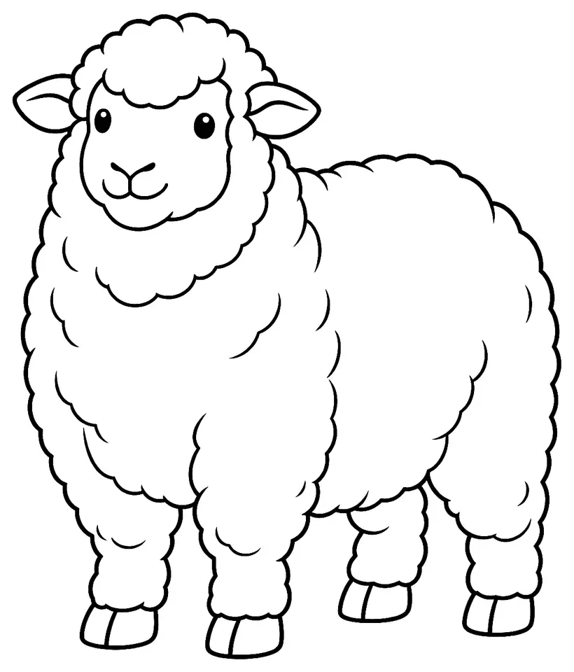 Coloriage de Columbia (mouton) : dessin au trait noir à colorier