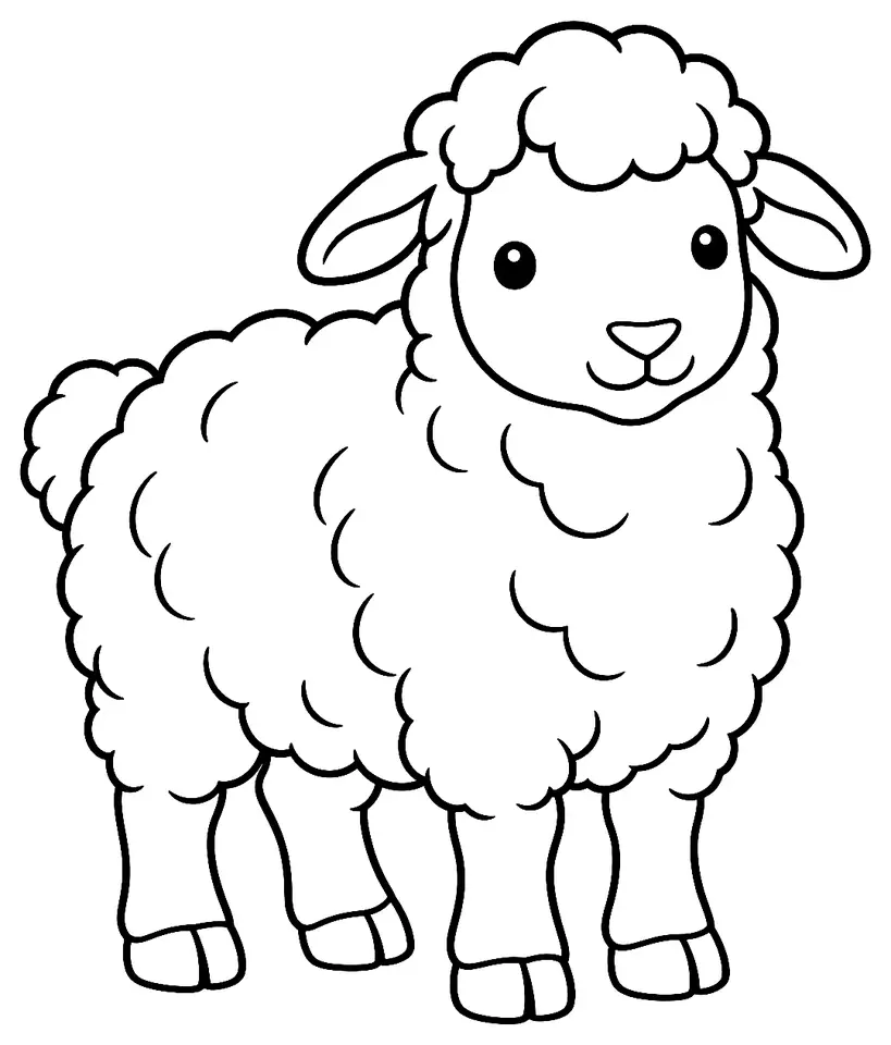 Coloriage de Corse (mouton) : dessin au trait noir à colorier