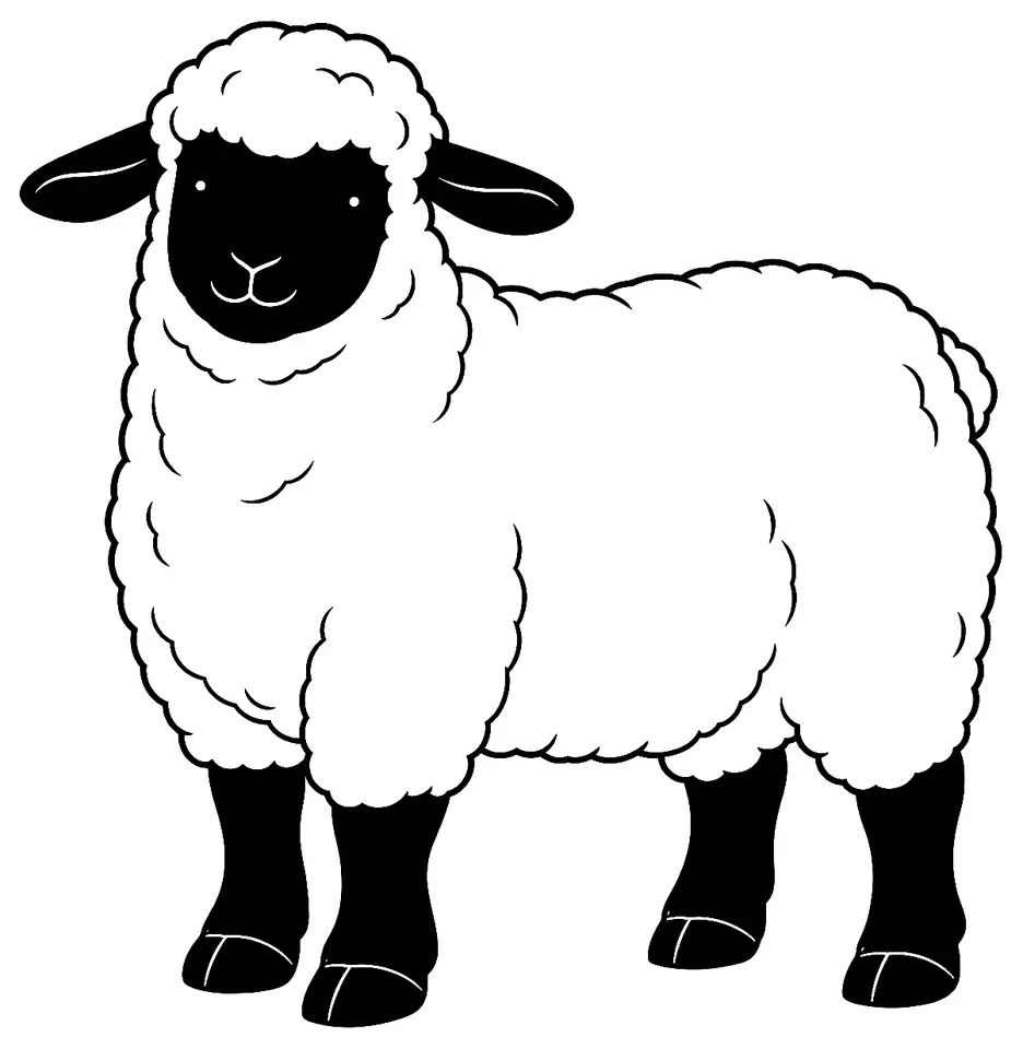 Coloriage de Hampshire (mouton) : dessin au trait noir à colorier
