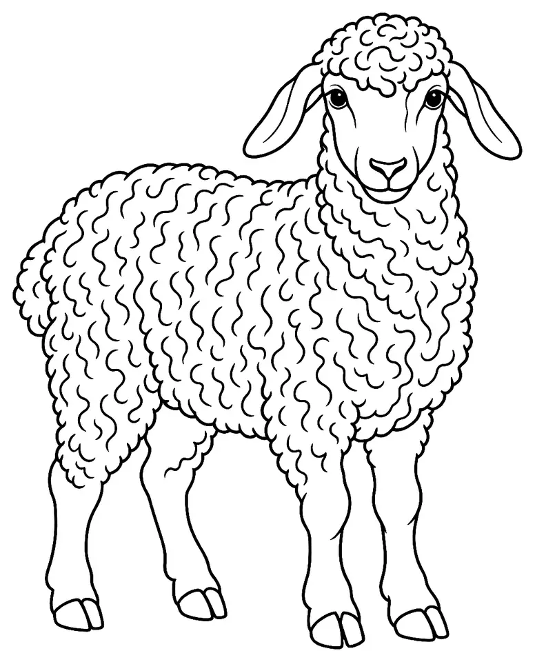 Coloriage de Karakul : dessin au trait noir à colorier