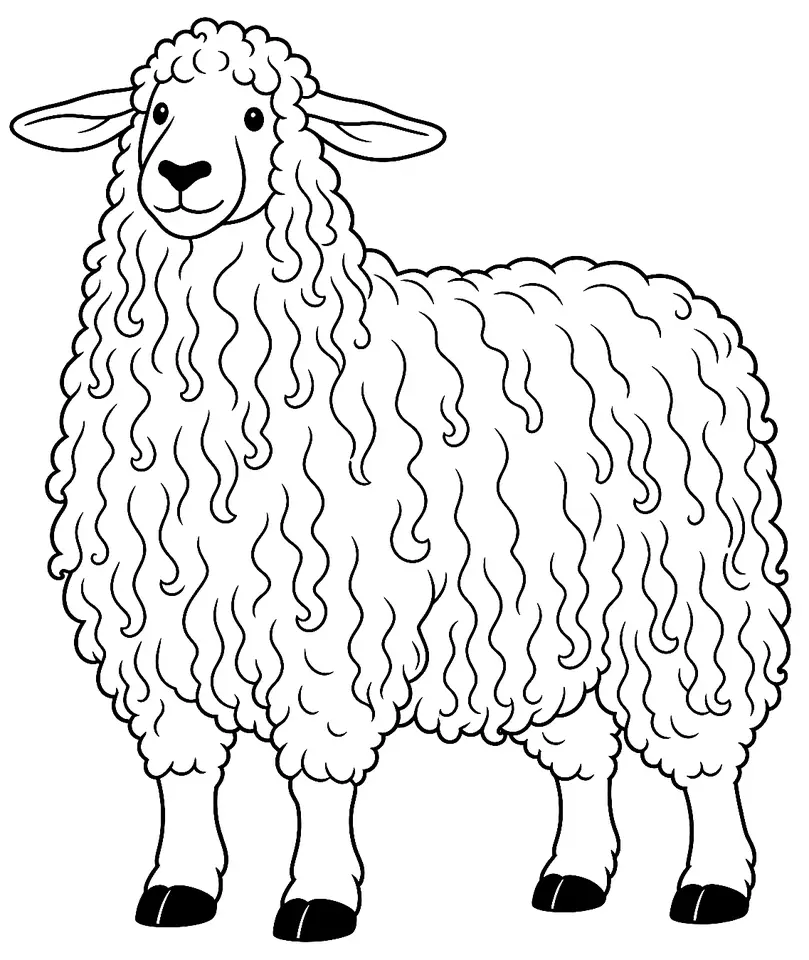 Coloriage de Leicester : dessin au trait noir à colorier
