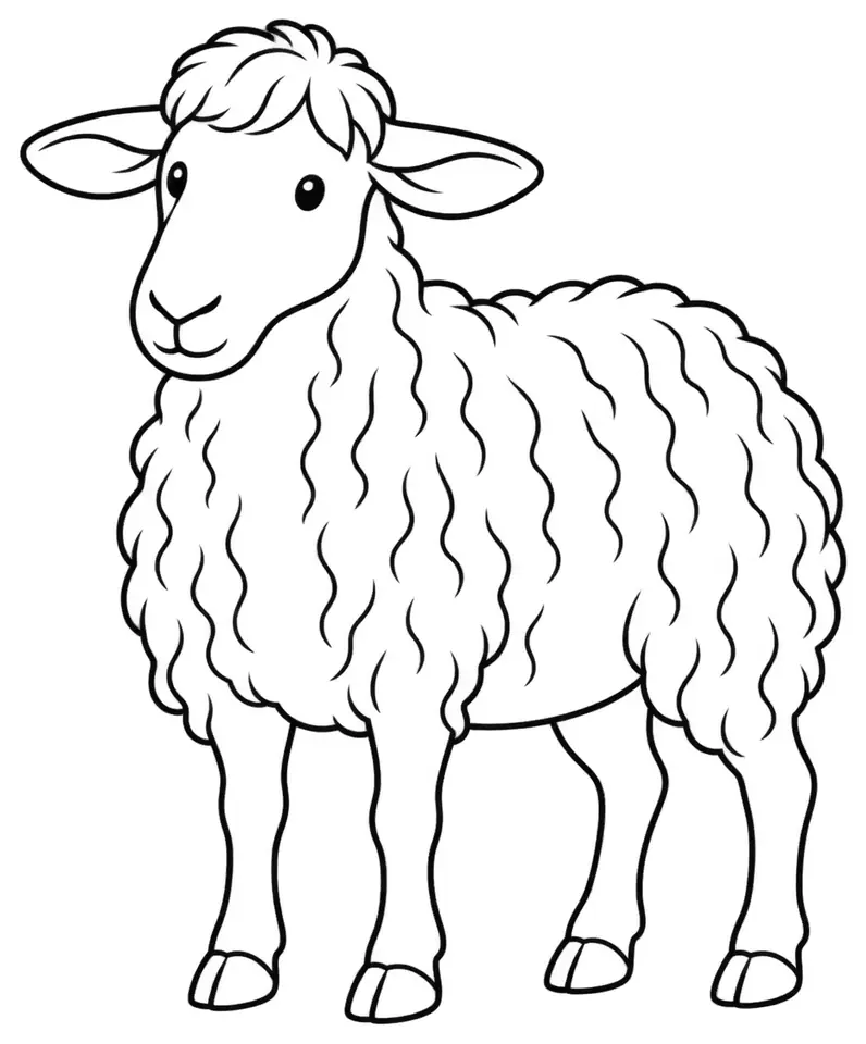 Coloriage de Limousine (mouton) : dessin au trait noir à colorier