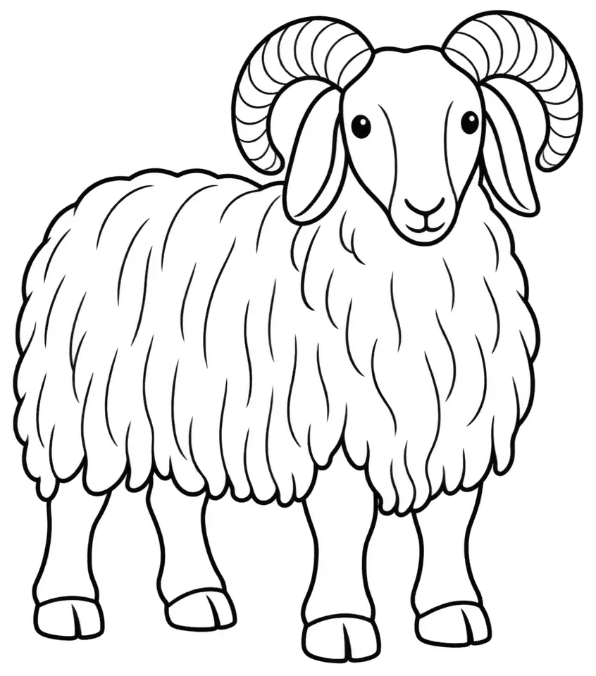 Coloriage de Manech tête noire : dessin au trait noir à colorier