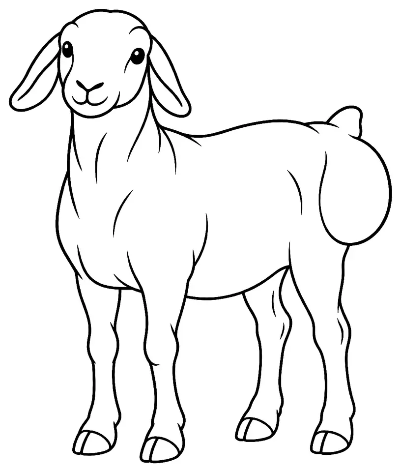 Coloriage de Masaï (mouton) : dessin au trait noir à colorier
