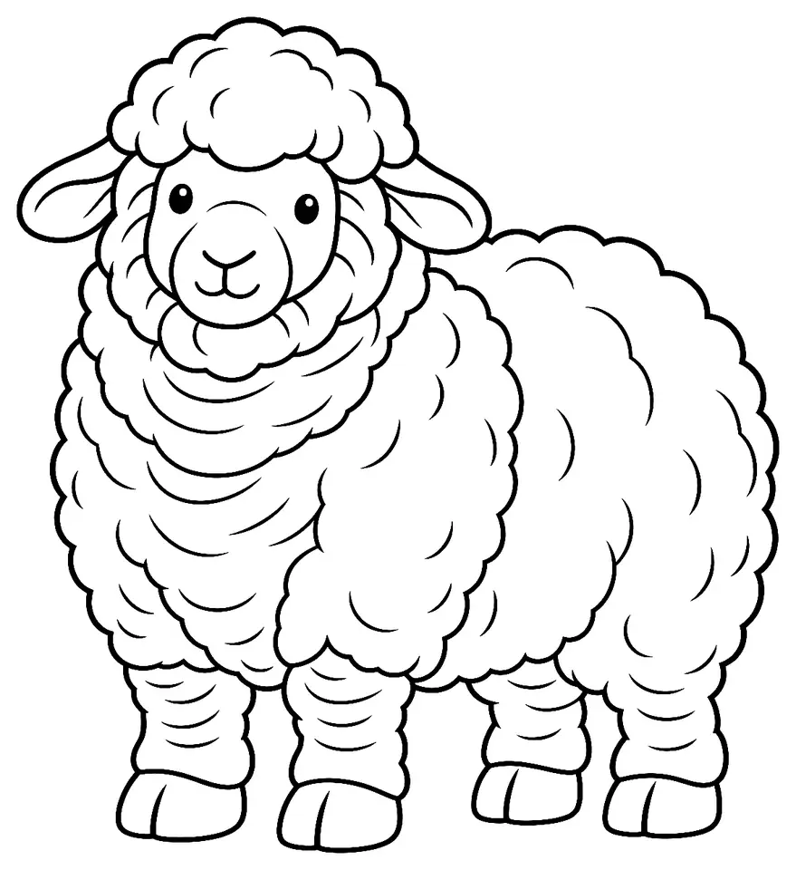 Coloriage de Mérinos : dessin au trait noir à colorier