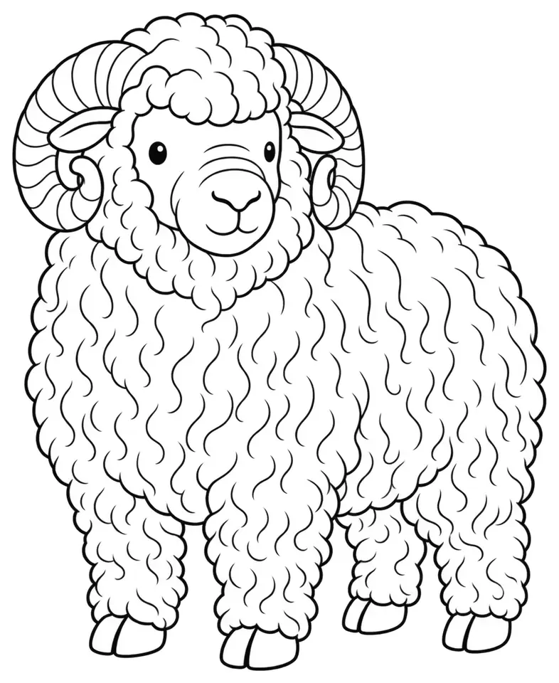 Coloriage de Mérinos d’Arles : dessin au trait noir à colorier