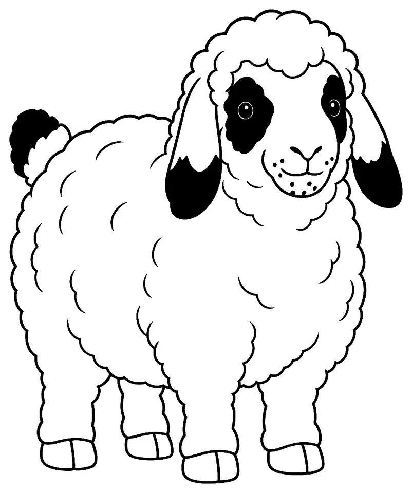 Coloriage de Mouton à lunettes de Carinthie : dessin au trait noir à colorier