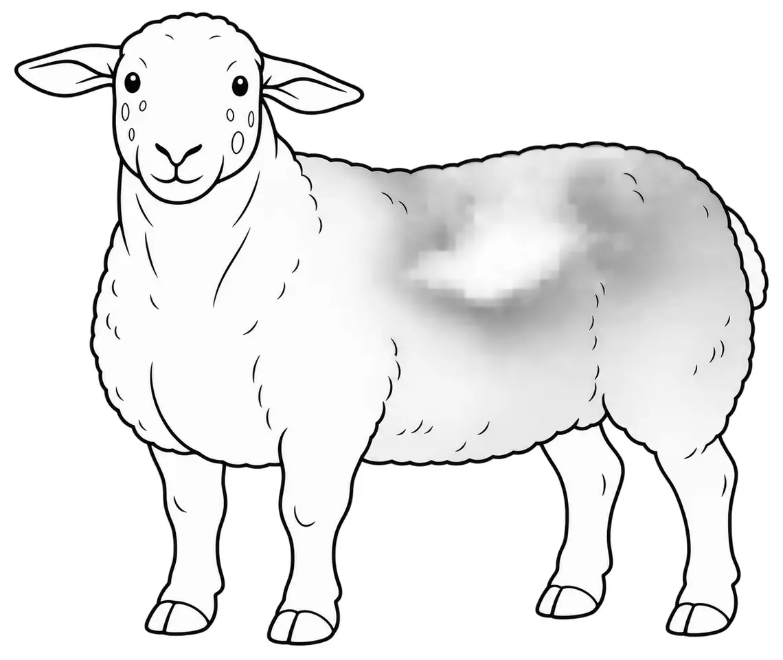Coloriage de Mouton charollais : dessin au trait noir à colorier