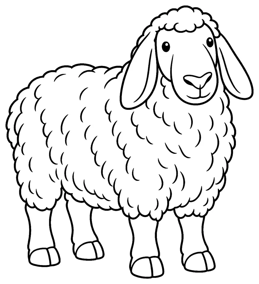 Coloriage de Mouton d’Engadine : dessin au trait noir à colorier