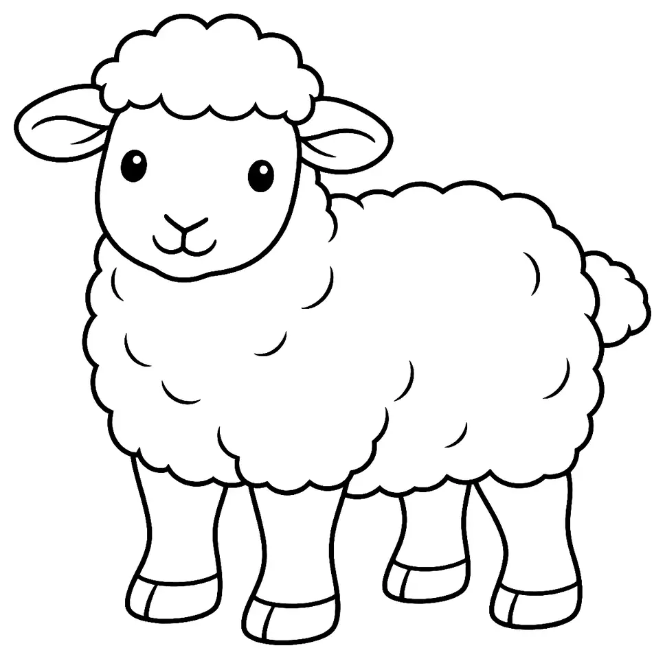 Coloriage de Mouton d’Europe du Nord à queue courte : dessin au trait noir à colorier