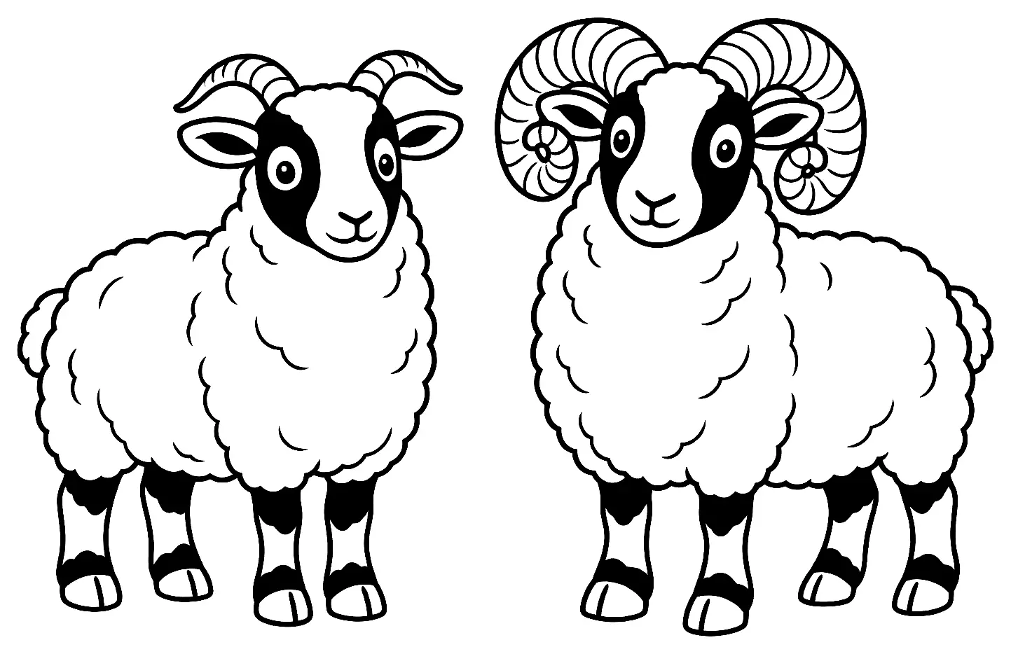 Coloriage de Mouton de Boreray : dessin au trait noir à colorier