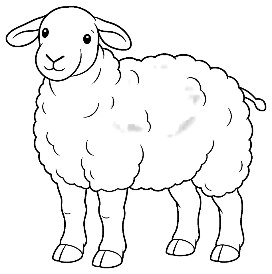 Coloriage de Mouton de Frise orientale : dessin au trait noir à colorier