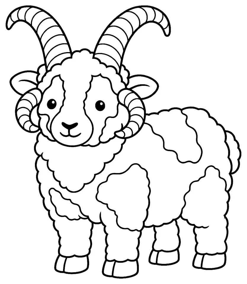 Coloriage de Mouton de Jacob : dessin au trait noir à colorier