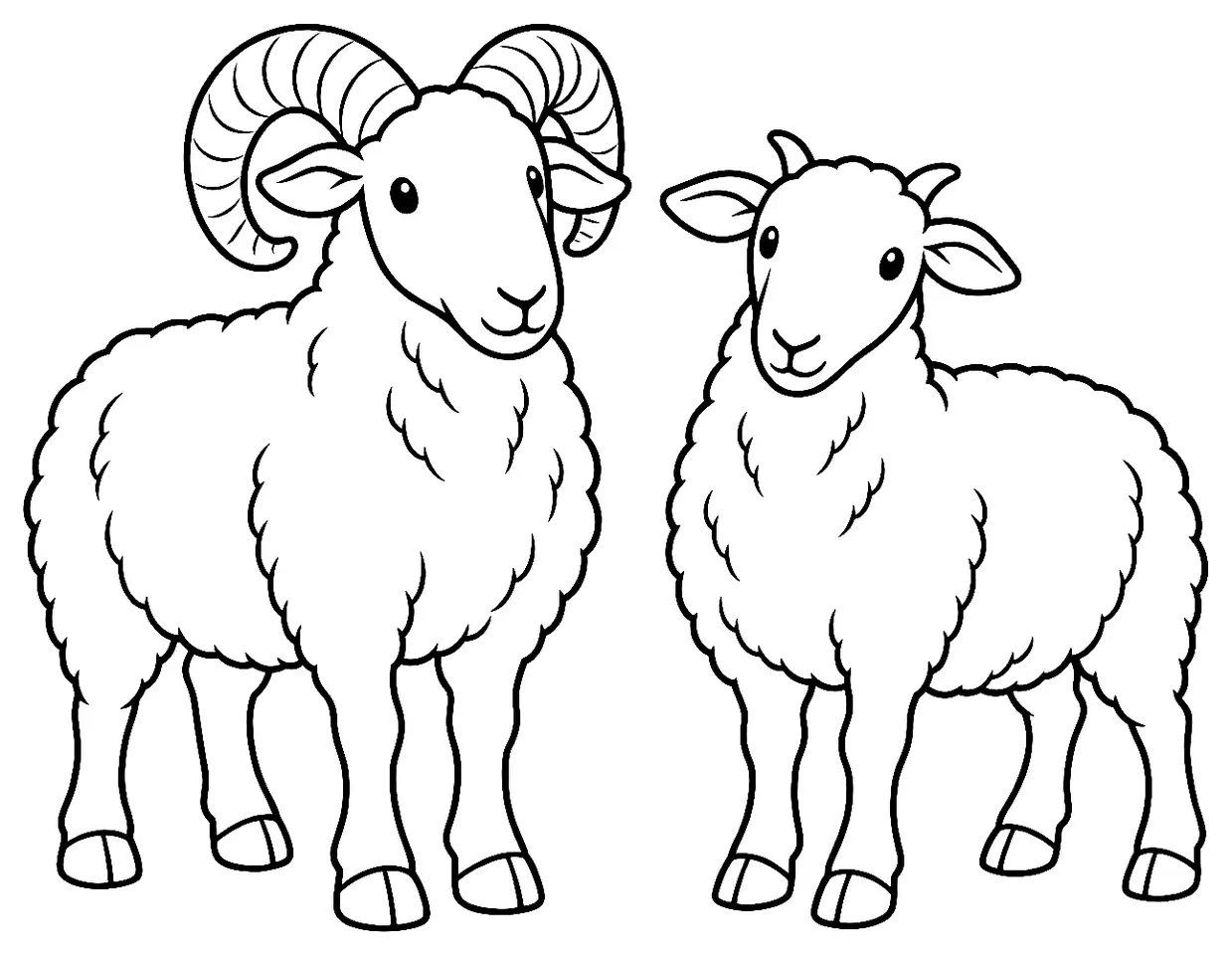 Coloriage de Mouton de l’Oberland grison : dessin au trait noir à colorier