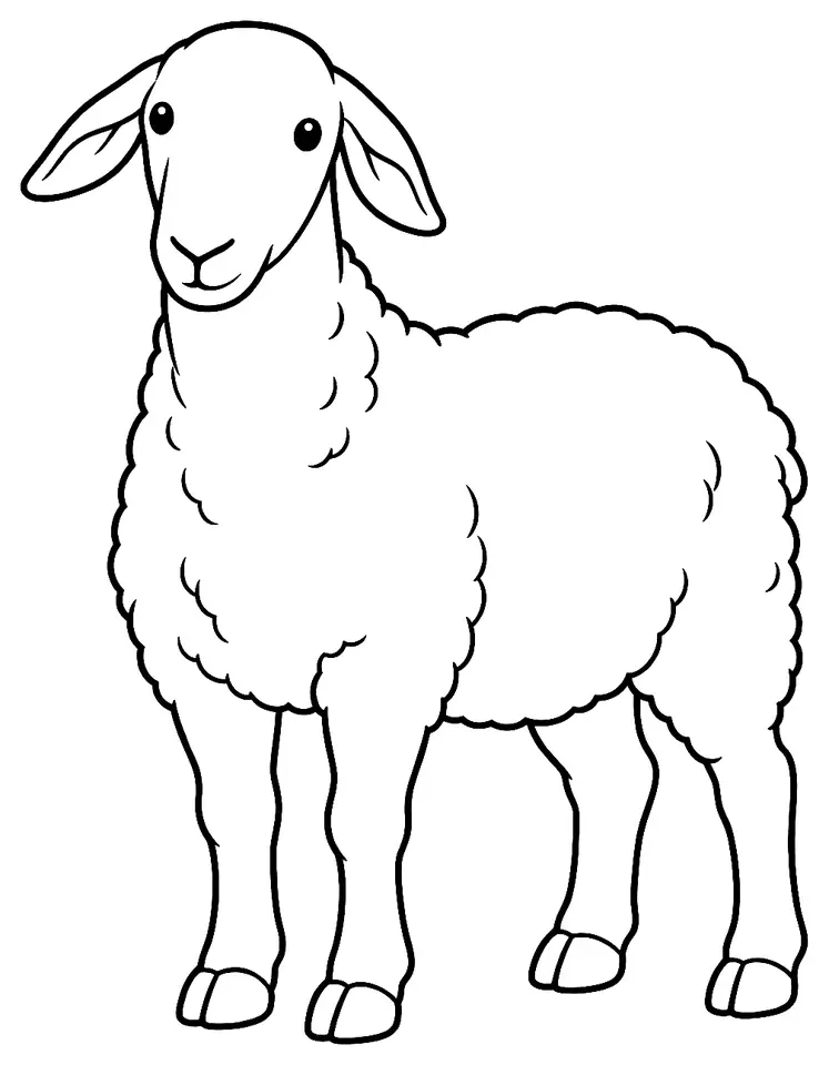 Coloriage de Mouton de la Leine : dessin au trait noir à colorier